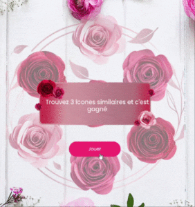 Clicknwin avec des roses de couleur roses et rouges sur un décor blanc